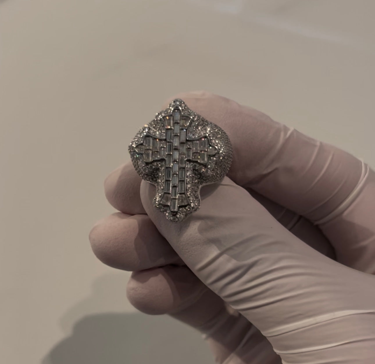 MOISSANITE VVS EMERALD CROSS RING